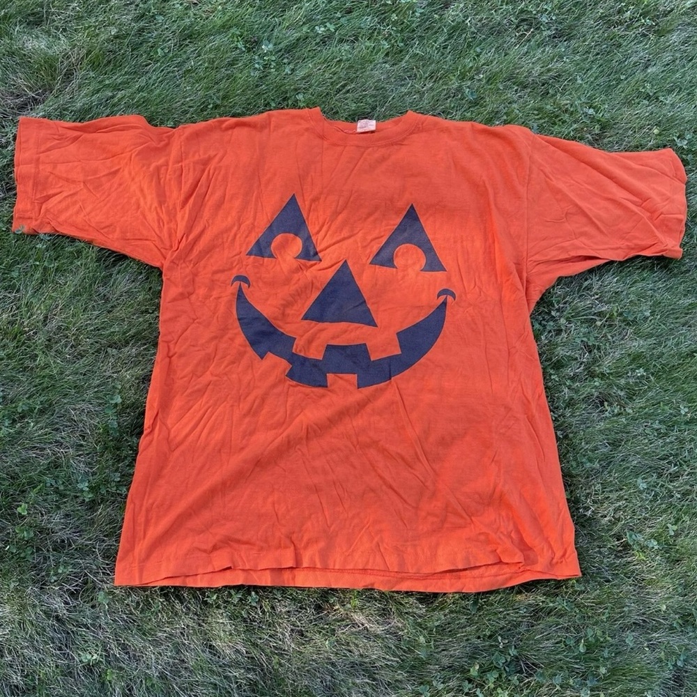 Vintage Single Stitch Halloween Jack-o-lantern T-Shirt Made In USA Size XL